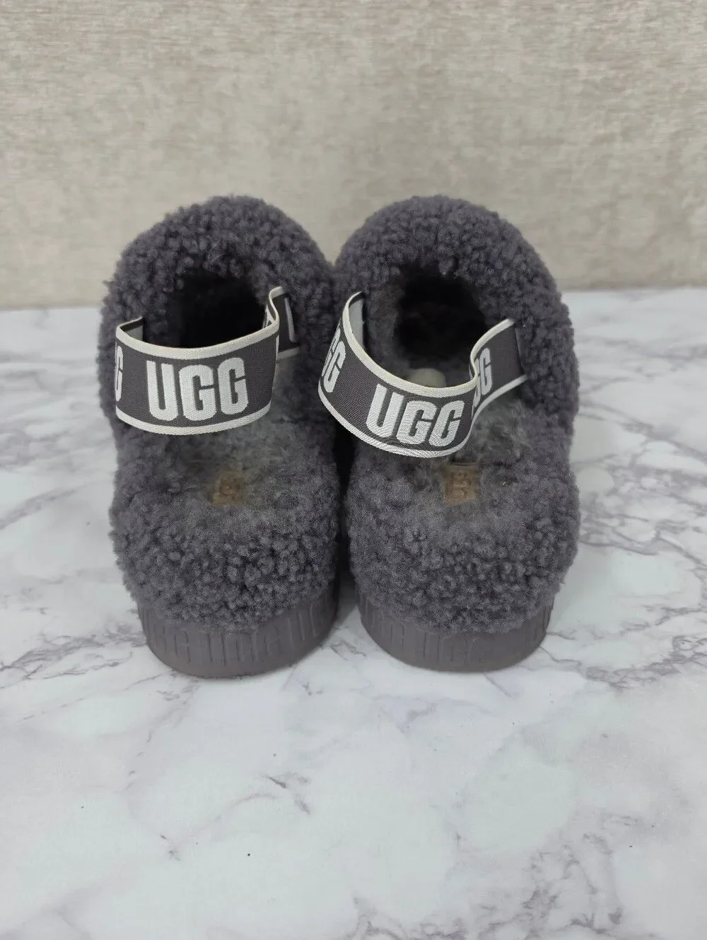 UGG Oh Fluffita Sheepskin Women's Slipper Slide Platform Sandals Gray